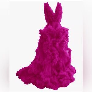 Custom Maternity Pink Ruffled Gown